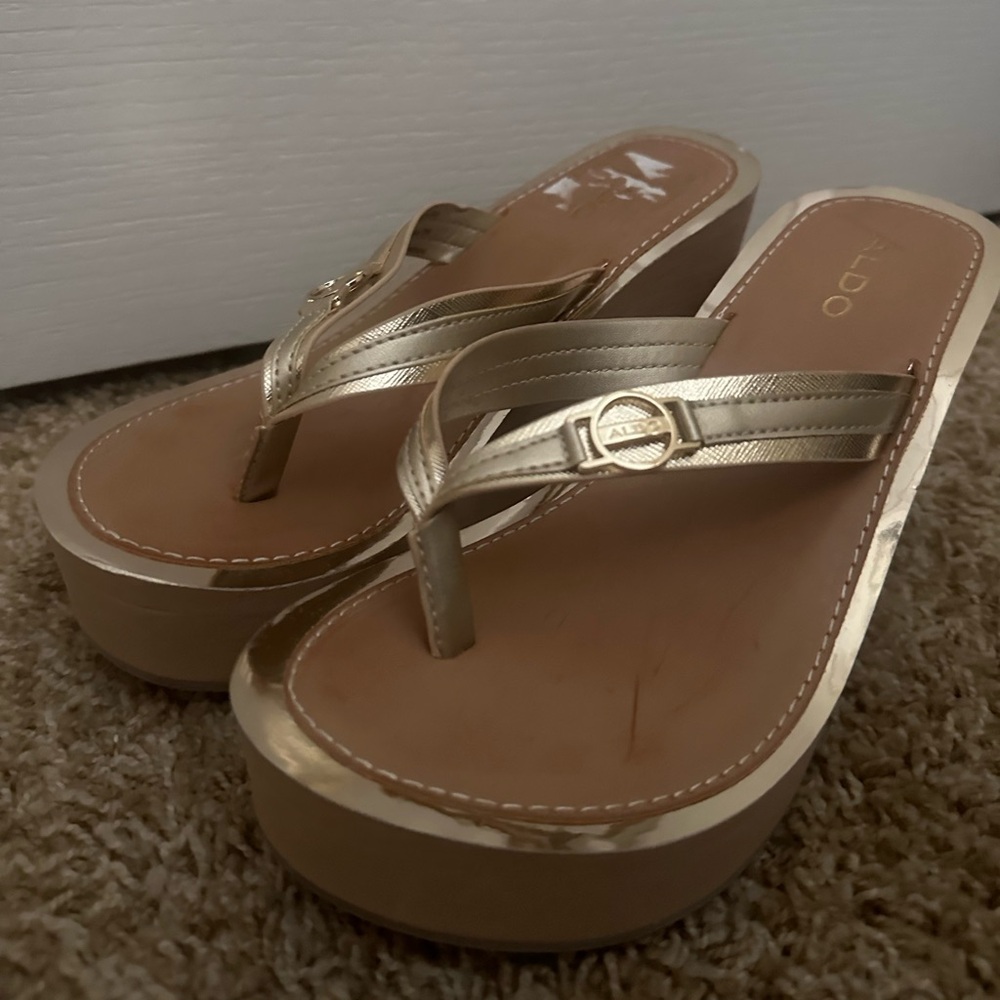 Aldo gold platform sandals